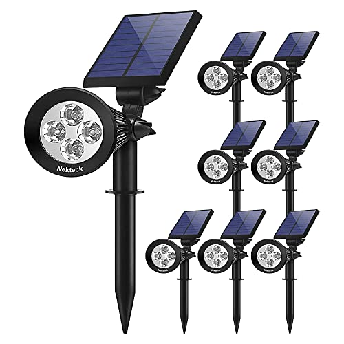 Nekteck Solar Lights，2-in-1 Outdoor Solar Spotlights Powered Adjustable Wall Light Landscape Lighting,Bright and Dark Sensing, Auto On/Off for Yard, Pathway, Walkway, Garden, Driveway (8 Pack, White)