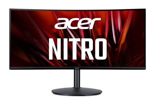 Acer Nitro 34' QHD 3440 x 1440 1500R Curved PC Gaming Monitor AMD FreeSync Premium 165Hz Refresh 1ms (VRB) ZeroFrame Design 2 x Display Port 1.4 & 2 x HDMI 2.0 Ports XZ342CU Sbmiipphx,Black