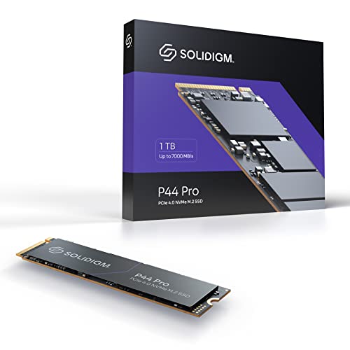 Solidigm™ P44 Pro Series 1TB PCIe GEN 4 NVMe 4.0 x4 M.2 2280 3D NAND Internal Solid State Drive, Read/Write Speed up to 7000MB/s and 6500MB/s, SSDPFKKW010X7X1…