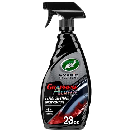 Turtle Wax 53733 Hybrid Solutions Graphene Acrylic Tire Shine Spray Coating, No Sling Tire Dressing, Long Lasting Deep Black Shine, UV Protection & Dirt Repellant, 23 oz