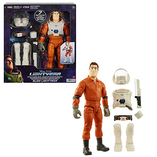 Mattel Disney and Pixar Lightyear Buzz Action Figure, Space Ranger Gear XL-01 Uniform & Accessories, 14 Moving Joints