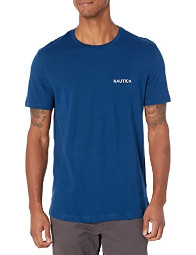 Nautica Men's Short Sleeve Solid Crew Neck T-Shirt, Estate Blue, Large