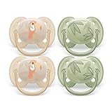 Philips Avent Ultra Soft Pacifier - 4 x Soft and Flexible Baby Pacifiers for Babies Aged 0-6 Months, BPA Free with Sterilizer Carry Case, SCF091/24