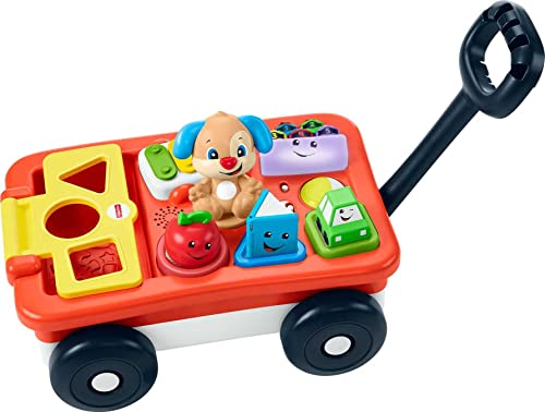 Fisher-Price Baby & Toddler Toy Laugh & Learn Pull & Play Learning Wagon Musical Pull-Along with Activities for Infants Ages 6+ Months​