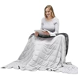 MOTRIP Weighted Blanket 15 lbs Queen Size Flannel Bed Blanket with Sanded Reversible, 60''x80'' 15 pounds Light Grey