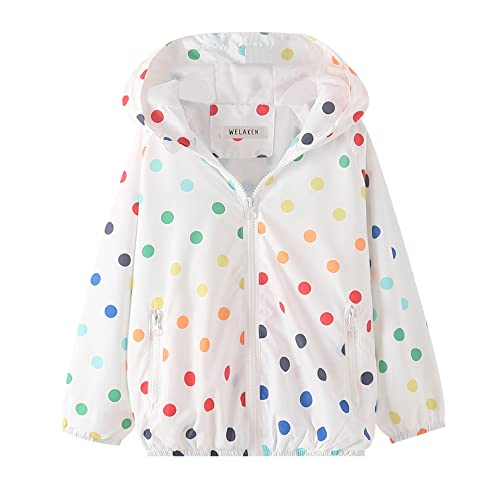 WELAKEN Jacket for Girls Kids & Toddler Girls' Polka Dot Rain Jacket II Little Girls'Waterproof Jacket