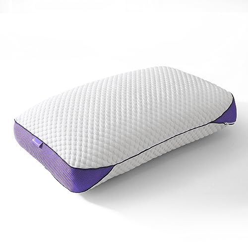 HOMELAB Adjustable Shredded Memory Foam Pillow Queen Size, Cooling Bed Pillow for Sleeping with Removable Cover, Medium Pillow for Side Stomach & Back Sleepers, 1 Pack 20'x28'