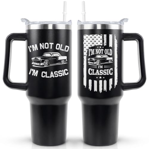 BBsoft I'm Not Old I'm Classic 40 OZ Tumbler Cup Fathers Day Birthday Christmas Gifts for Men Coffee Mug with Handle