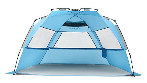 Pacific Breeze Easy Setup Beach Tent, SPF 50+ Pop Up Beach Tent Provides shelter from The Sun for 4+ People