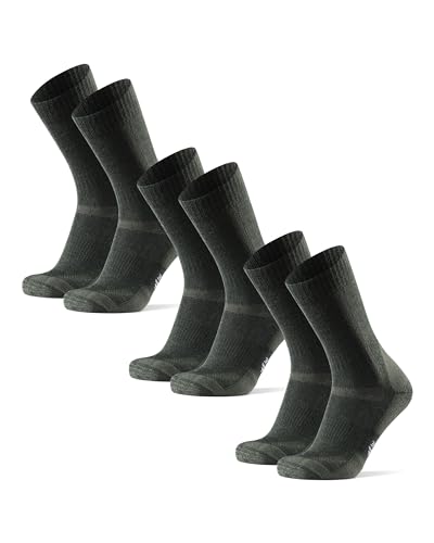 DANISH ENDURANCE Hiking Socks, Anti Blister Merino Wool Socks, Moisture Wicking Cushioned Crew Socks for Men & Women, 3-Pack,Large, Forest Green