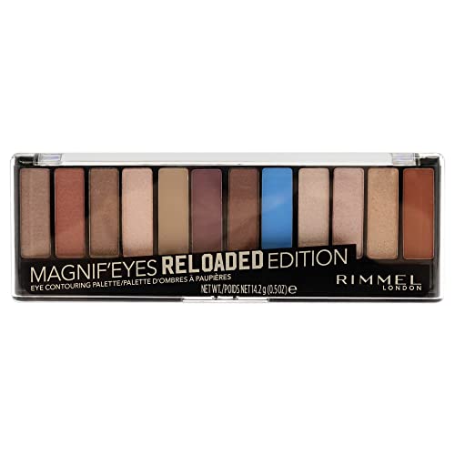 Rimmel London Magnif'Eyes Eyeshadow Palette, 12 Shades, Blendable Formula, Versatile, 012, Reloaded, 0.5oz