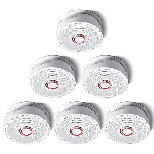 SITERLINK Smoke Detectors Battery Operated, Smoke Alarm with Test-Silence Button, Photoelectric Sensor Fire Alarms Smoke Detectors with LED Lights, UL Listed Fire Alarm for House, GS528A (6 PACK)