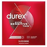 Durex Condom Extra Sensitive Natural Latex Condoms, 24 Count - Ultra Fine & Extra Lubricated, Regular Fit, FSA HSA Eligible