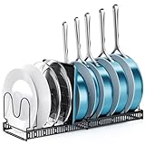 ORDORA Pots and Pans Organizer: Rack for Cabinet, Expandable Cutting Board Pot Lid Organizer Holder with 10 Adjustable Dividers for Kitchen Cabinet Organizers and Storage