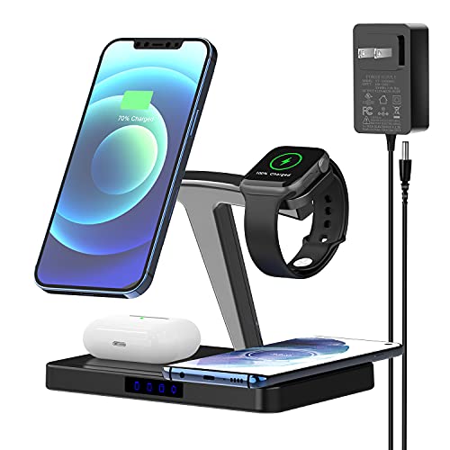 Magnetic Wireless Charging Station for Magsafe Charger Stand 4 in 1 Fast Wireless Charging with 36W Adapter for iPhone 14/13/12 /Mini/Pro/Pro Max,AirPods Pro/2,Apple iWatch,Two Phone Charging