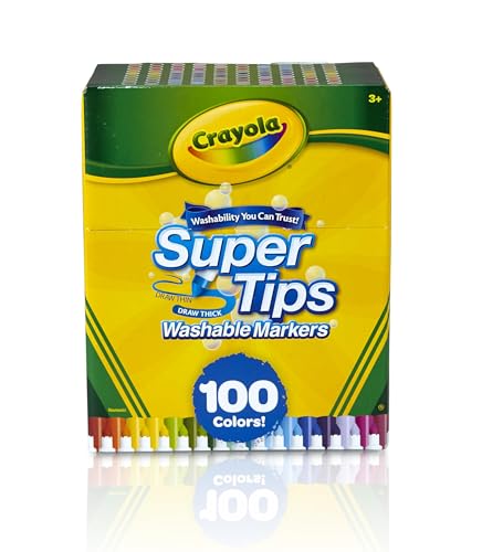 Crayola Super Tips Marker Set (100ct), Fine Point Washable Markers, Drawing Markers for Kids & Adults, Great for Thick & Thin Lines