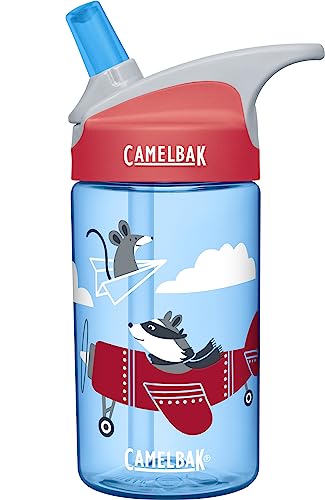 CamelBak eddy Kids Water Bottle - CamelBak Kids Big Bite Valve - Spill Proof - Water Bottle For Kids - BPA-Free Water Bottle - 12oz, Airplane Bandits