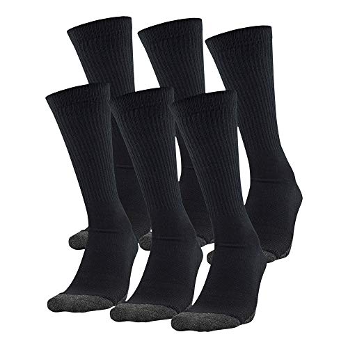 Under Armour Adult Performance Tech Crew Socks, Multipairs , Black (6-Pairs) , Medium