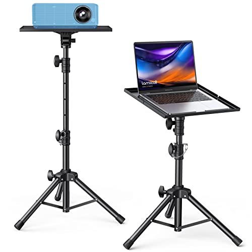 Lamicall Projector Tripod Stand, Laptop Holder - 22-36' Height Adjustable & Foldable Projector Heavy Duty Stand, Muti-Angle, Max Load 22lbs, Universal for Home, Office, Outdoor, Stage, Podium