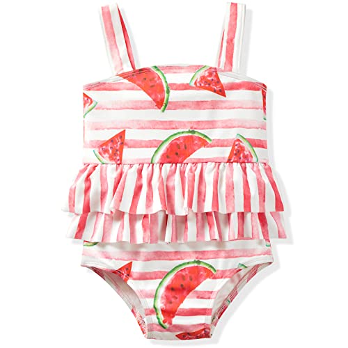 SYNPOS Baby Girl One Piece Swimsuit Mermaid Ruffle Swimwear Cute Floral Toddler Girl Beach Bathing Suit