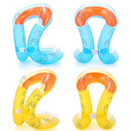 PullCrease 4 Pcs Arm Floaties Pool Floaties for Kids Toddler Swim Vest Portable Inflatable Pool Float 44-77 Lbs Anti Flip Safety Vest with Adjustable Buckle for Beach Pool Boy and Girl 6-12 Years Old