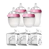 Comotomo Baby Bottle Bundle, Pink, (7 Piece Set)