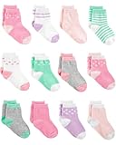 Simple Joys by Carter's Baby 12-Pack Socks, Pink/Purple/Mint Green, 3-12 Months