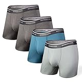 BAMBOO COOL Men's Underwear Boxer Briefs Soft Breathable Moisture Wicking Underwear Performance 4 Pack