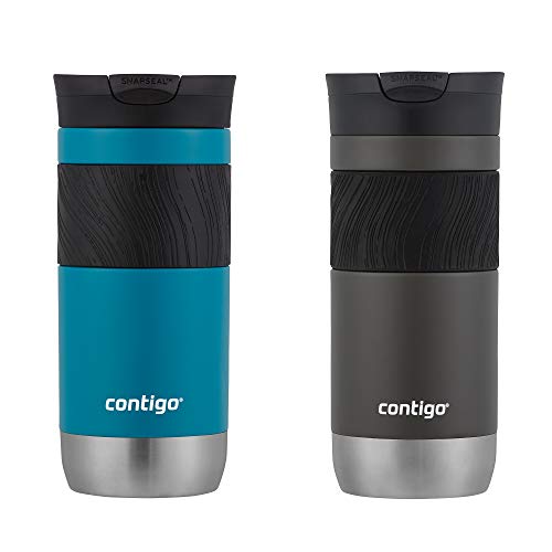 Contigo Byron 2.0 Stainless Steel Travel Mug with SNAPSEAL Lid, 16oz., 2 Pack, Sake/Juniper