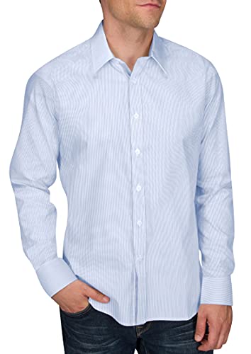 Untucked Shirts for Men Long Sleeve - Casual Button Down Dress Shirts - Wrinkle Resistant, Standard Fit, Stripe Design