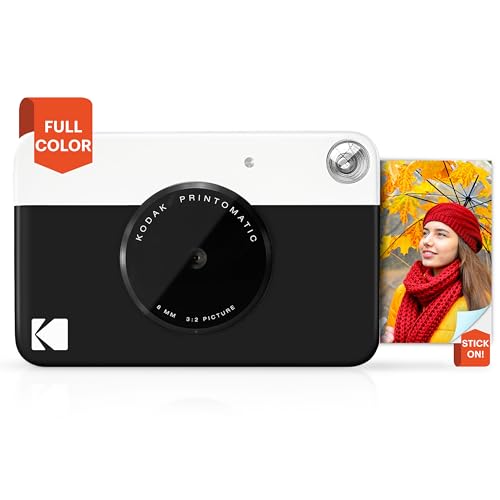 KODAK Printomatic Full-Color Instant Print Digital Camera - Colorful Photos On Zink 2x3' Sticky-Back Photo Paper - 5MP, Portable, Creative Fun Gift for Birthday, Christmas, Holiday - Black