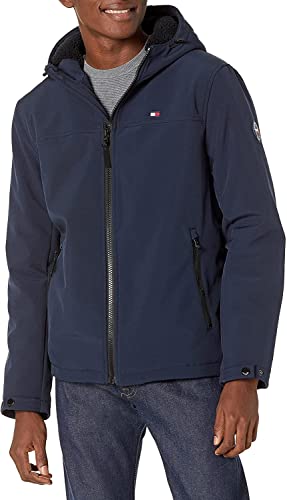 Tommy Hilfiger Men's Lightweight Performance Softshell Hoody Jacket, Night Sky, Small