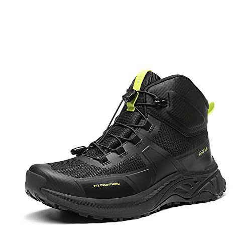 NORTIV 8 Mens Waterproof Hiking Boots Outdoor Trekking Mid Backpacking Mountaineering Shoes,Size 9 Black SNHB237M