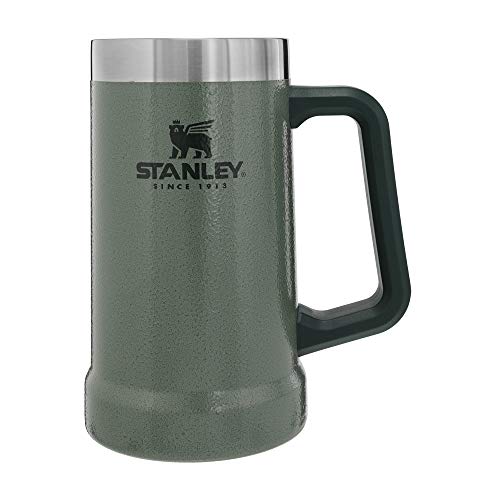 Stanley Adventure Big Grip Beer Stein 24 oz | Mug Keeps Beer Cold for Hours | Holds 2 Cans of Beer | Insulated Stainless Steel | Heavy-Duty Handle | Hammertone Green