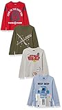 Amazon Essentials Disney | Marvel | Star Wars Toddler Boys' Long-Sleeve T-Shirts (Previously Spotted Zebra), Pack of 4, Star Wars Beep Beep, 4T