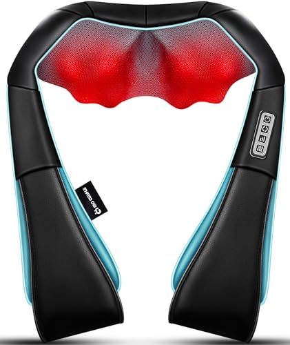 Back and Neck- Shiatsu Shoulder Massager - Electric Deep Kneading Massage with Heat for Muscle Relief, Tired Back, Neck, Shoulder & Legs