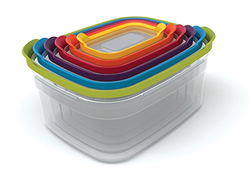 Joseph Joseph Nest Plastic Food Storage Containers Set with Lids Airtight Microwave Safe, 12-Piece, Multi-color