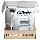 Gillette SkinGuard Razors for Men, 1 Gillette Razor, 4 Razor Blade Refills, Designed for Men with Skin Irritation and Razor Bumps