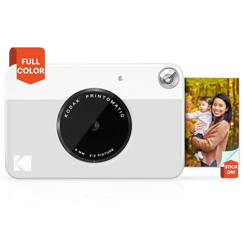 KODAK Printomatic Full-Color Instant Print Digital Camera - Colorful Photos On Zink 2x3' Sticky-Back Photo Paper - 5MP, Portable, Creative Fun Gift for Birthday, Christmas, Holiday - Grey