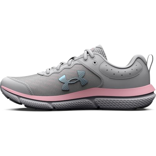 Under Armour Girls' Grade School Assert 10, (102) Halo Gray/Pink Sugar/Iridescent, 4, US