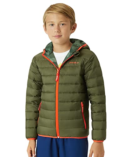 Eddie Bauer Kids' Reversible Jacket - Weather Resistant Quilted Down Coat for Boys and Girls (3-20), Size 7-8, Olive