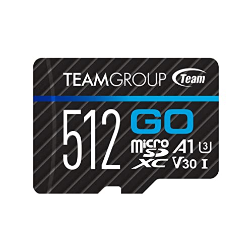 TEAMGROUP GO Card 512GB Micro SDXC UHS-I U3 V30 4K, R/W up to 100/90 MB/s for GoPro & Action Cameras High Speed Flash Memory Card with Adapter for Outdoor, Sports, 4K Shooting TGUSDX512GU303