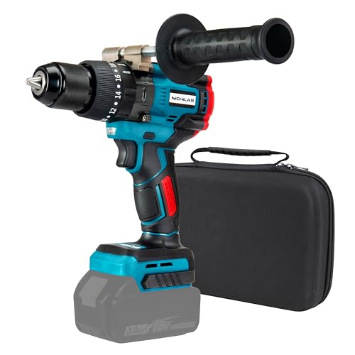 Nichilas Cordless Drill, 1/2 inch Chuck Impact Drill/Driver, Brushless Motor 150Nm MAX Torque, 2 Variable Speed 2150RPM, Compatible with Makita 18V Batteries (NO BATTERY)