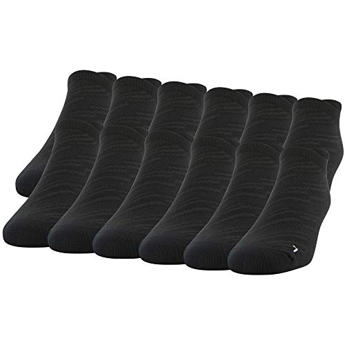 Gildan Men's Active Flat Knit No Show Socks with Tab Back, Multipairs, Black (12-Pairs), Shoe Size: 6-12