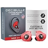 Decibullz - Custom Molded Earplugs, 31dB Highest NRR, Comfortable Hearing Protection for Shooting, Travel, Swimming, Work and Concerts (Red)