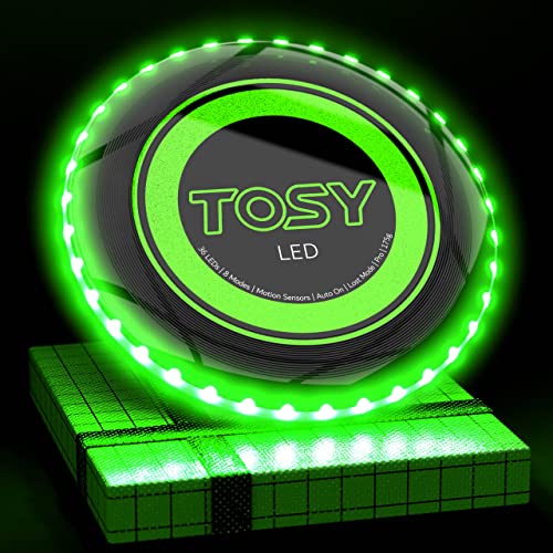 TOSY Flying Disc - 16 Million Color RGB or 36 or 360 LEDs, Extremely Bright, Smart Modes, Auto Light Up, Rechargeable, Birthday Gift, Easter Basket Stuffers for Men/Boys/Teens/Kids, 175g Frisbee