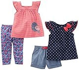 Simple Joys by Carter's Baby Infant 4-piece Playwear Set, navy dot/red stripe bird, 12 Months