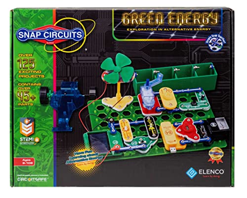 Snap Circuits Green Energy Electronics Exploration Kit | Over 125 Exciting STEM Projects | Full Color Project Manual | 45+ Snap Circuits Parts | STEM Educational Toys for Kids 8+