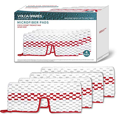 Volca Spares Microfiber Mop Pads Refill Compatible with O-Cedar Mop Refills Promist MAX Spray Mop/Promist Max Mop Pads, Pack of 4 Reusable Pads for Cleaning