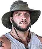 GearTOP Wide Brim Sun Hat for Womens and Mens Sun Hats - UV Protection Fishing Hat Safari Hat for Hiking Gardening & Beach Army Green